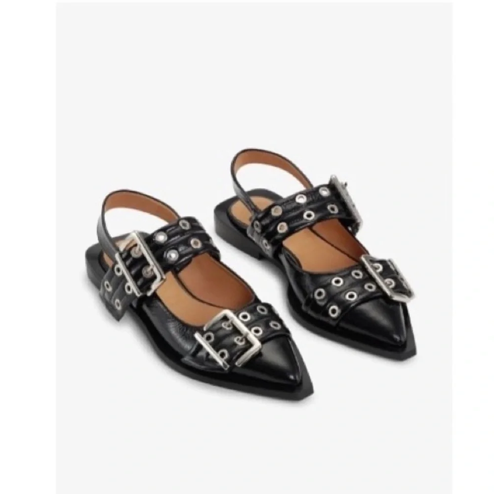 GANNI š¤ Chunky Buckle Slingback Ballerina Flats - Picture 2 of 16